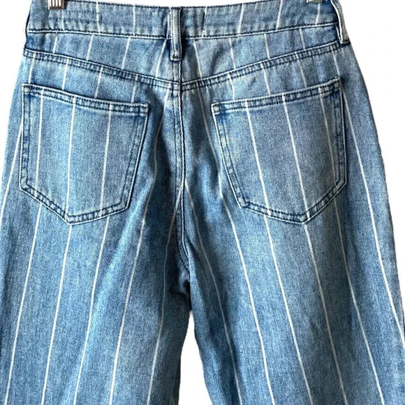 PACSUN Window Pane Striped High Rise Mom Jeans Straight Leg Cotton Denim Size 26 - Picture 7 of 10